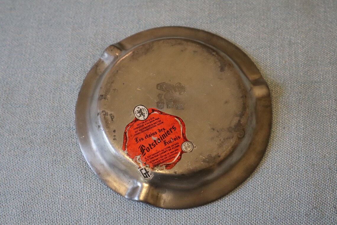 Vintage Pewter Ashtray Finstain Belgium Les Potstainers Etsy