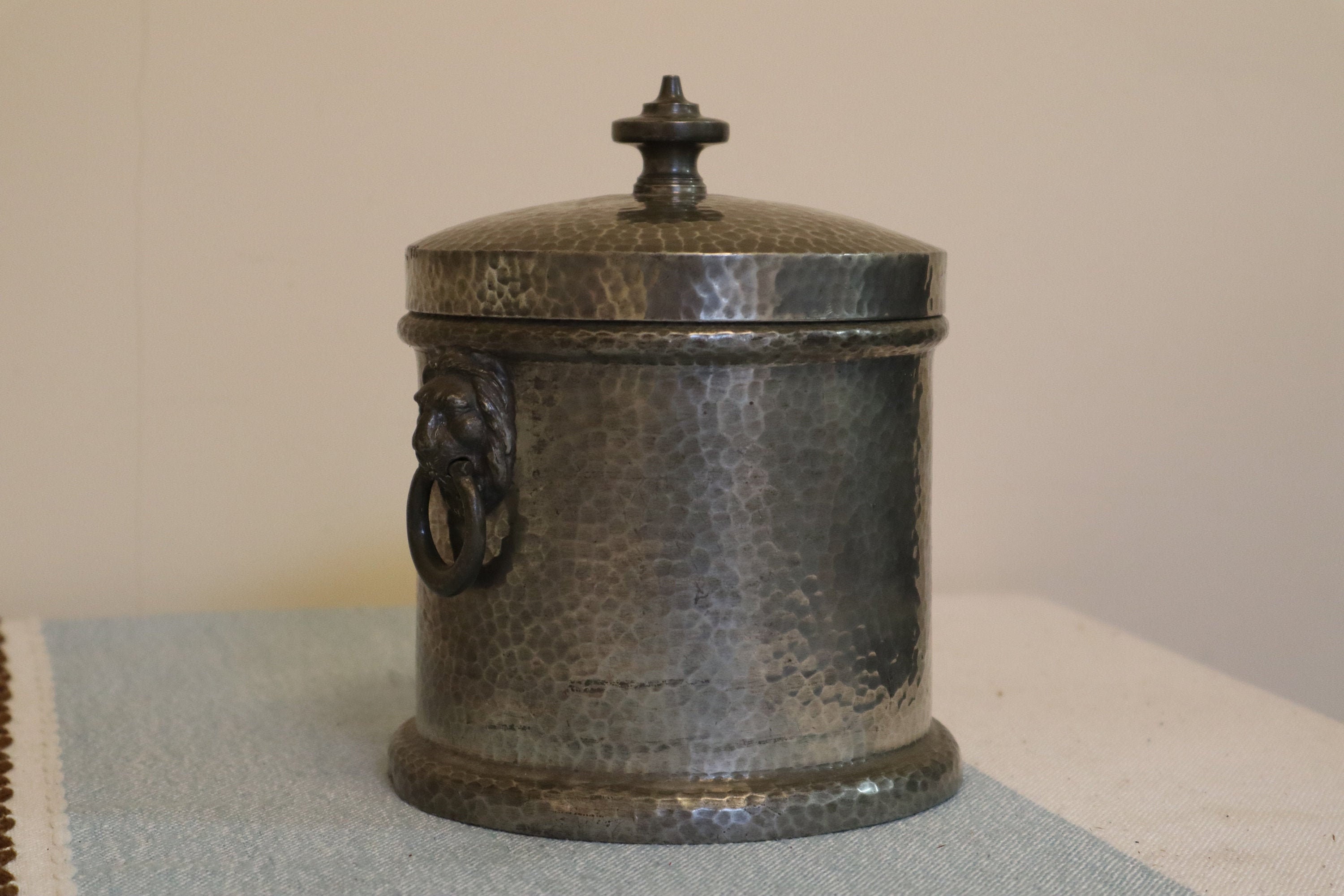 Pewter Arts & Crafts Style Tea Caddy with Lion Head Handles Etsy