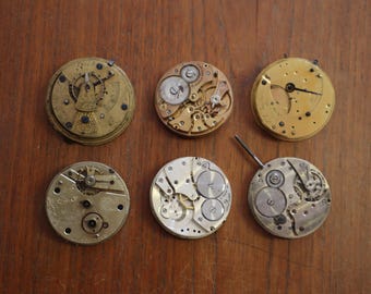 6 x antiek zakhorloge, uurwerken incl. H.Samuel – J.D Taylor – voor reserveonderdelen of restauratie