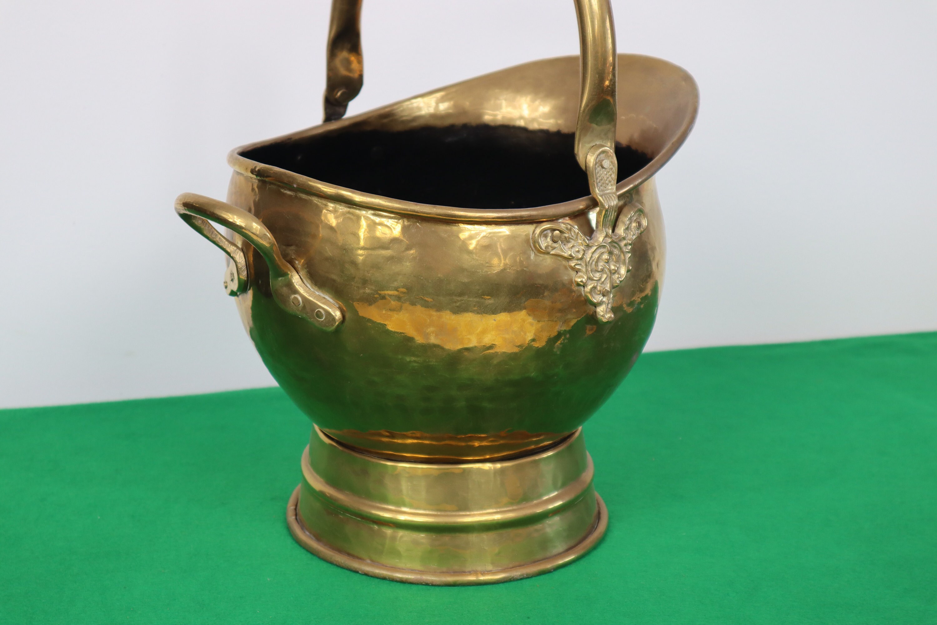 Large Vintage Brass Coal Scuttle Brass Coal Bucket with Etsy