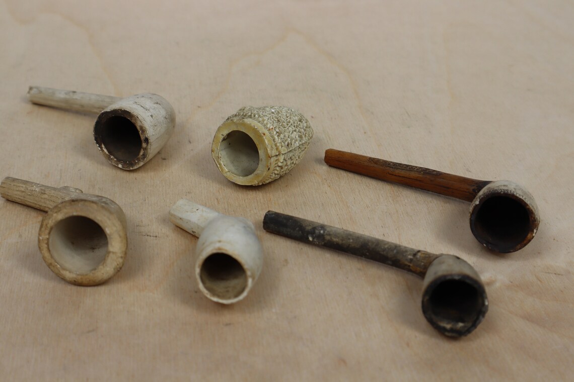 Collection of x6 Antique Clay Pipes 1800's Clay Smoking Etsy