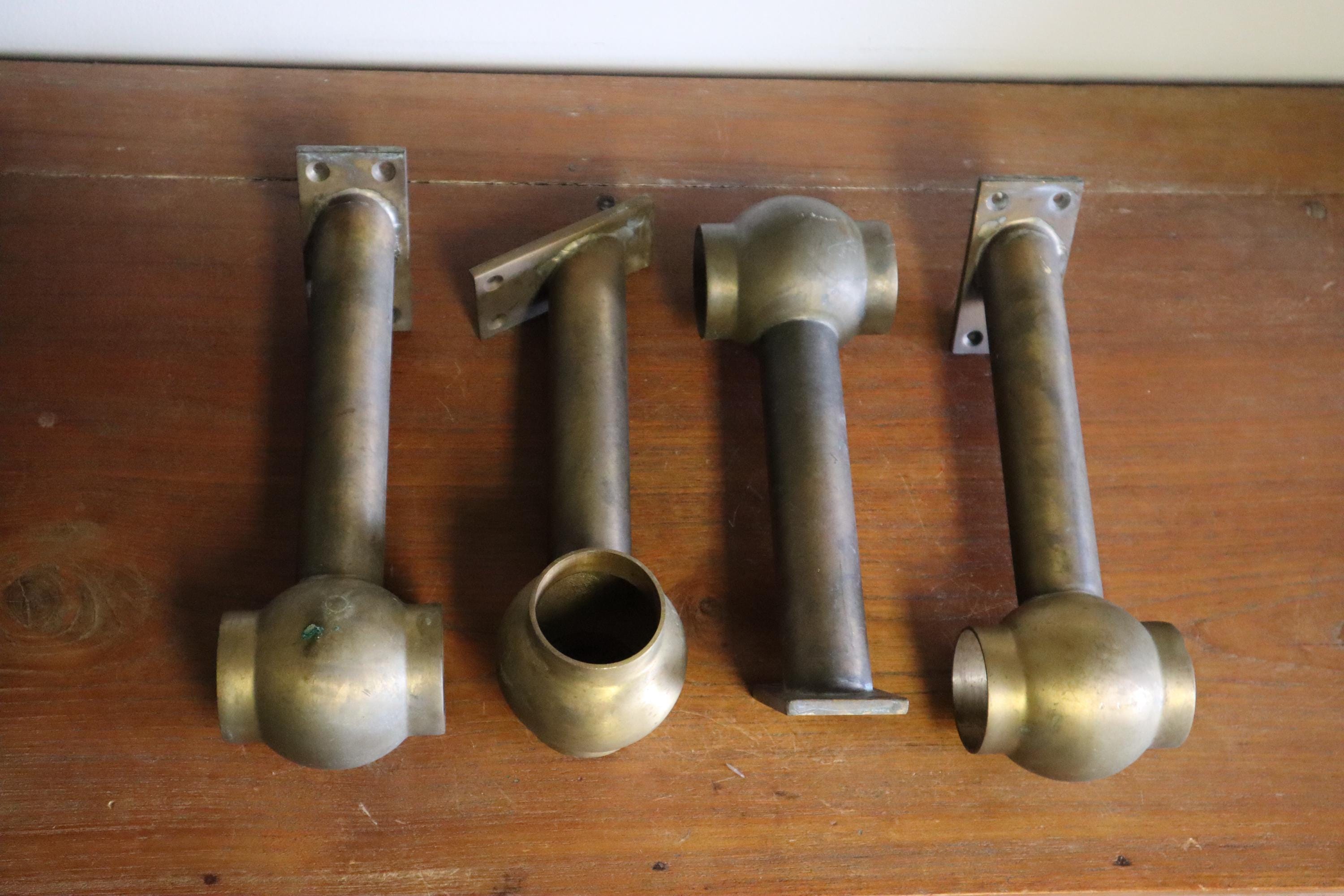 Lot De 7 Supports De Rail Repose-pieds Anciens En Laiton, Ouverture 9 Pouces