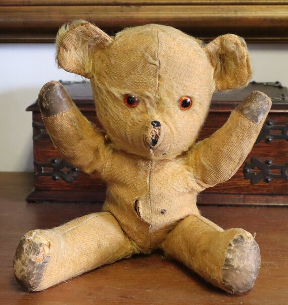 Ours en peluche anglais des annees 40 avec des yeux de verre et de la fourrure de mohair Etsy France