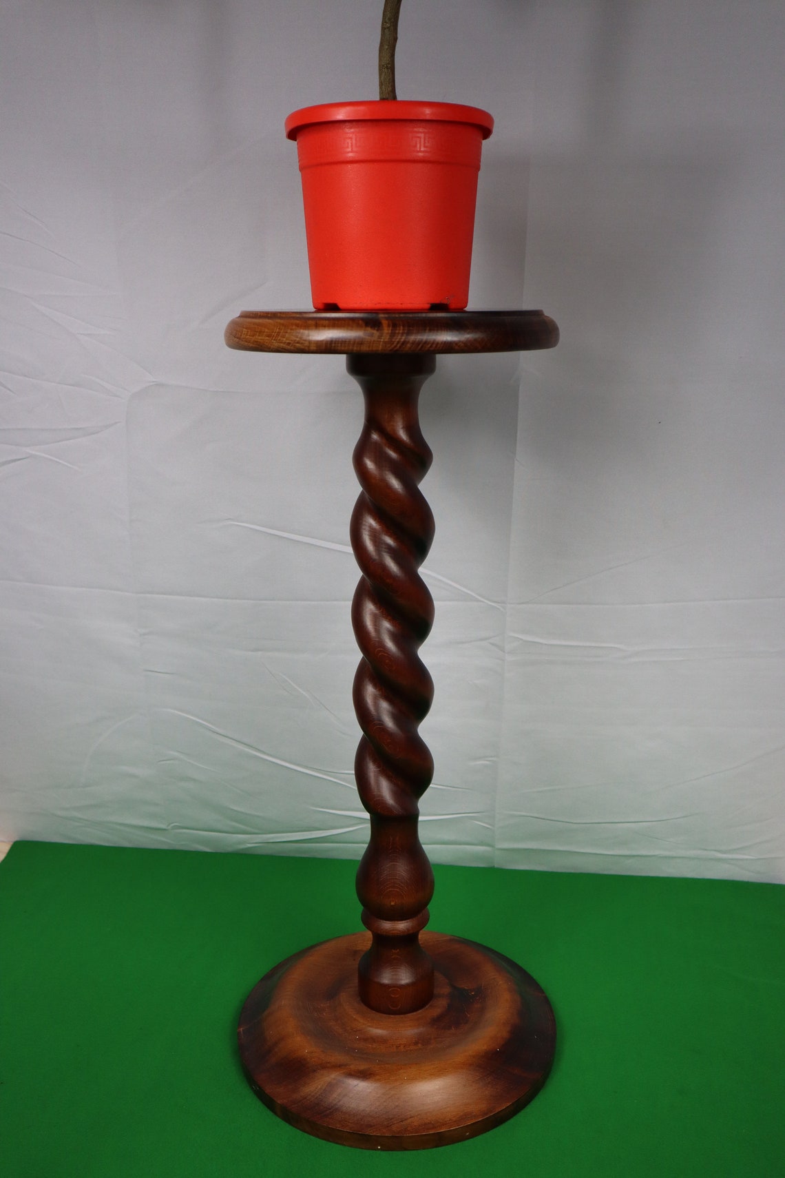 Solid Wood Barley Twist Plant Stand 25 inch High Hand Made Etsy