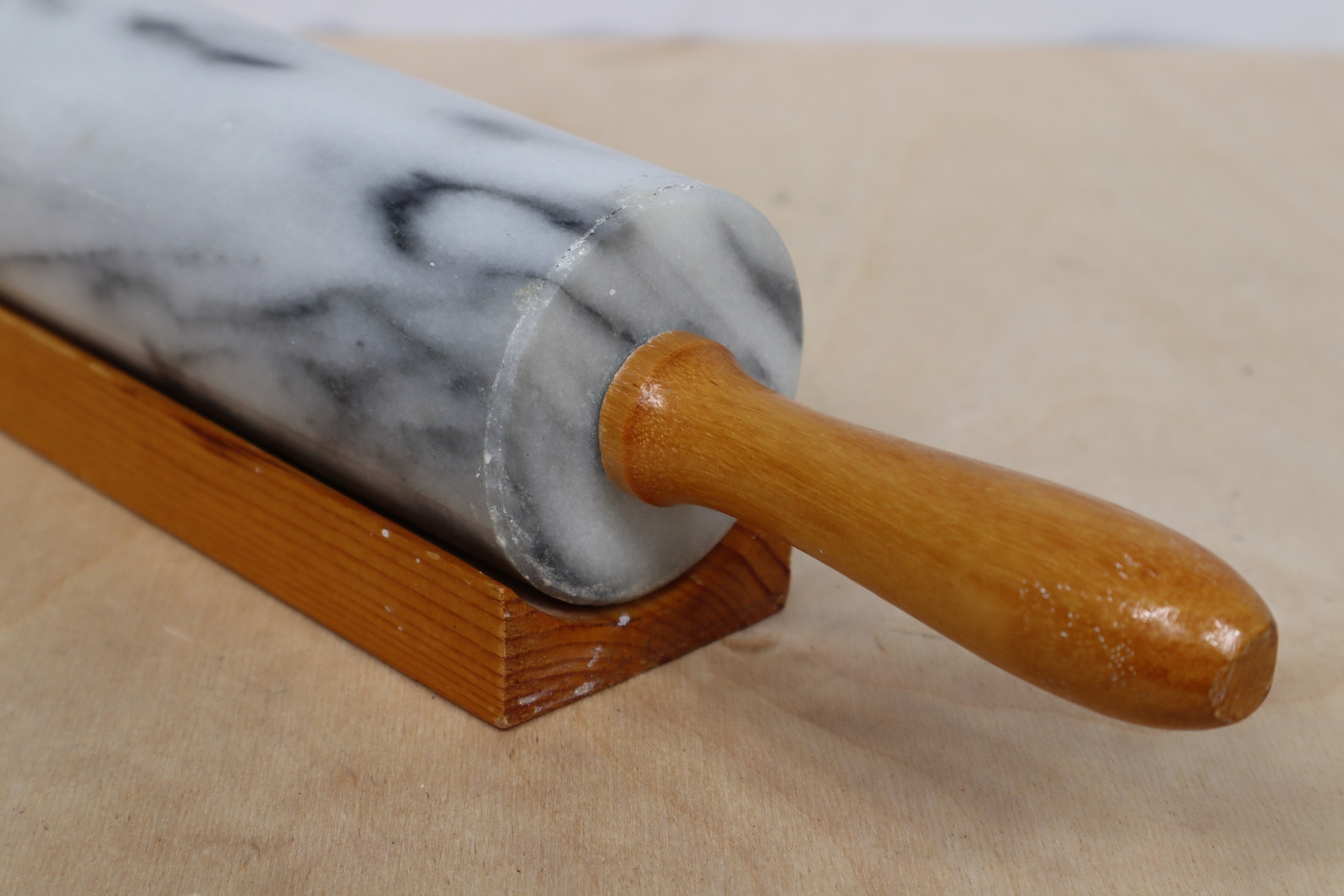 Vintage Marble Rolling Pin on Wood Stand Wood Handle Marble Etsy