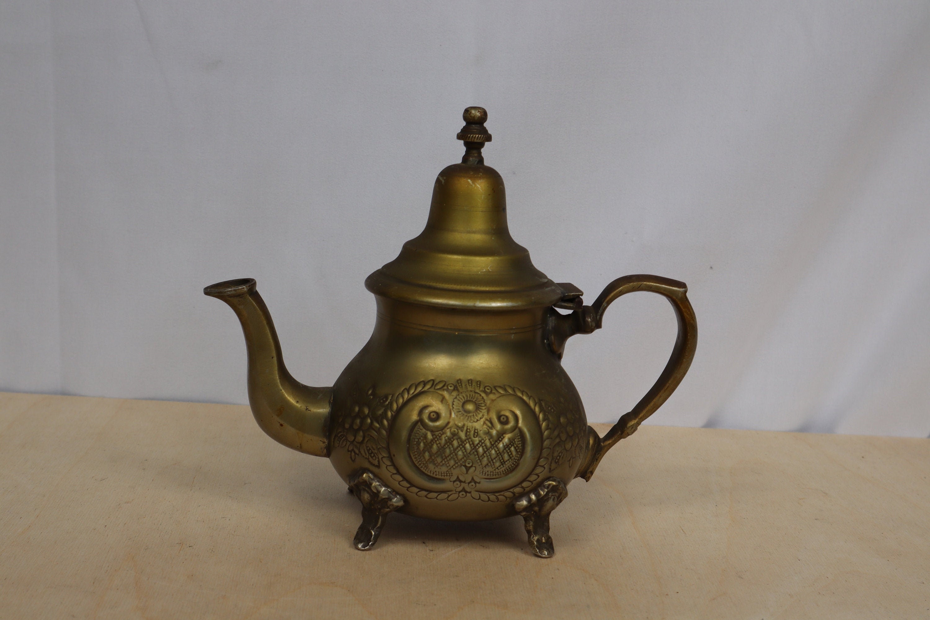 Tibetan Brass Teapot with Antique Finish, 4 inches