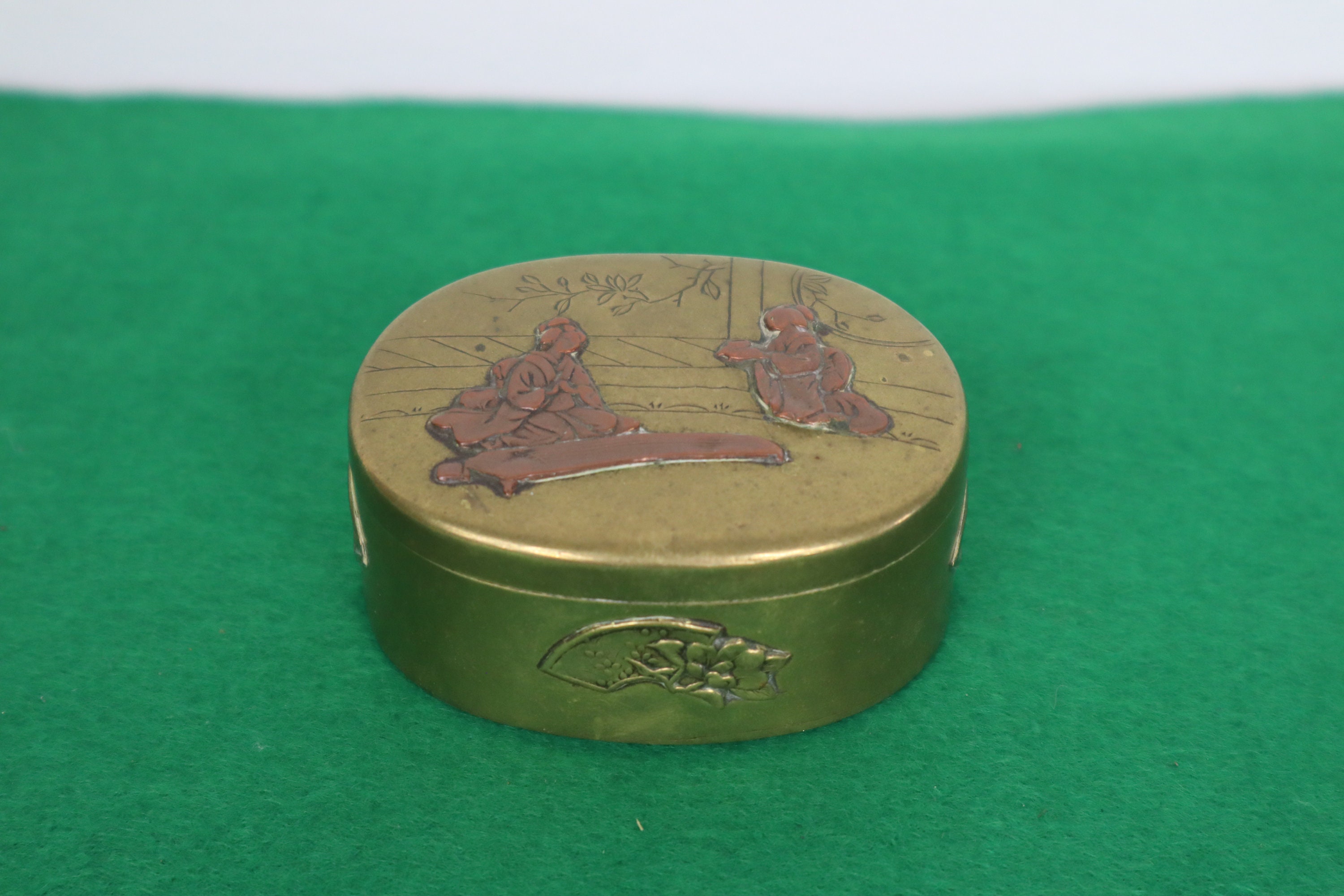 Antique Japanese Brass and Copper Snuff Box Large Oriental Etsy