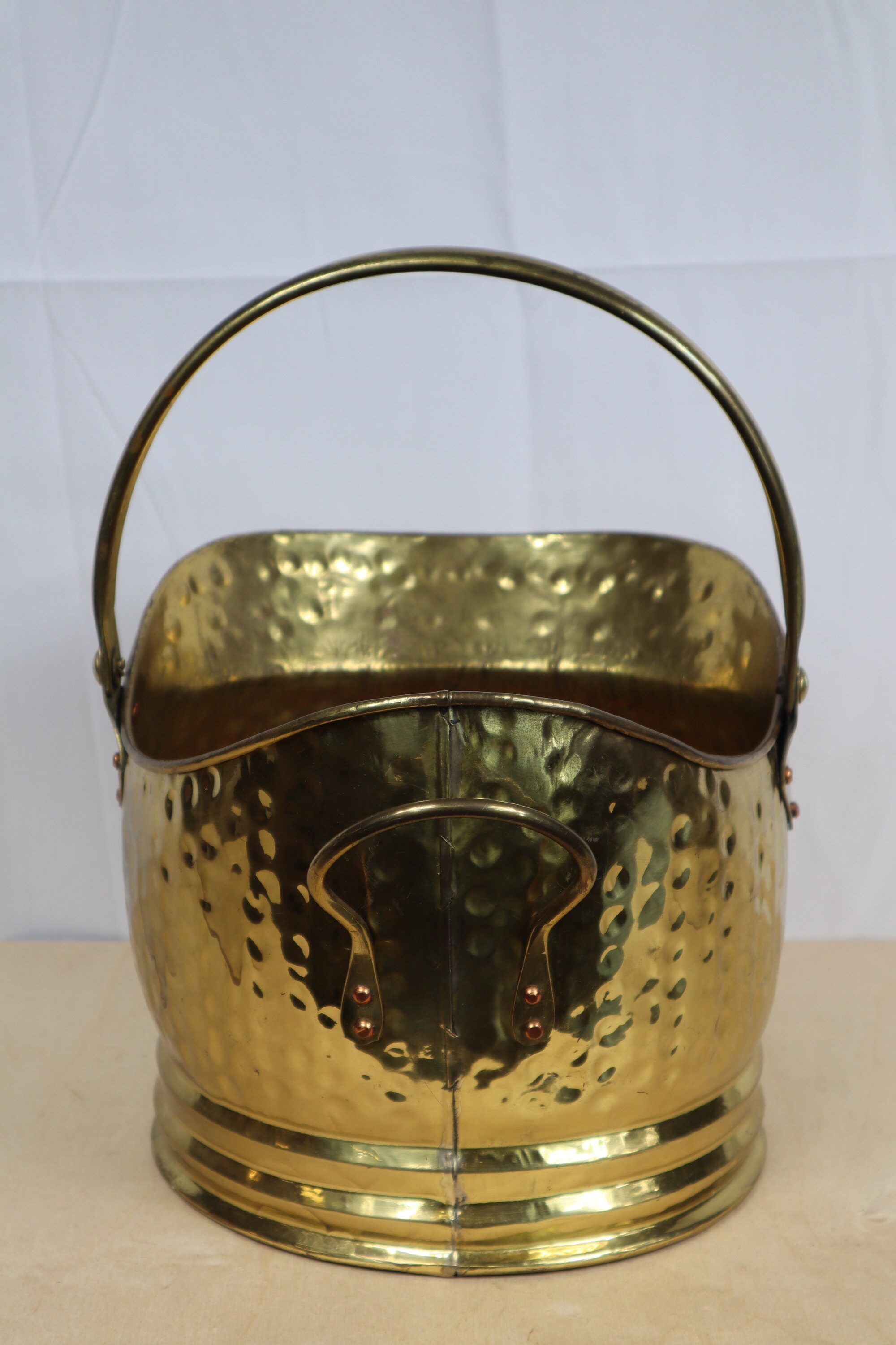 Vintage Hammered Finish Brass Coal Scuttle Large Brass Coal Etsy