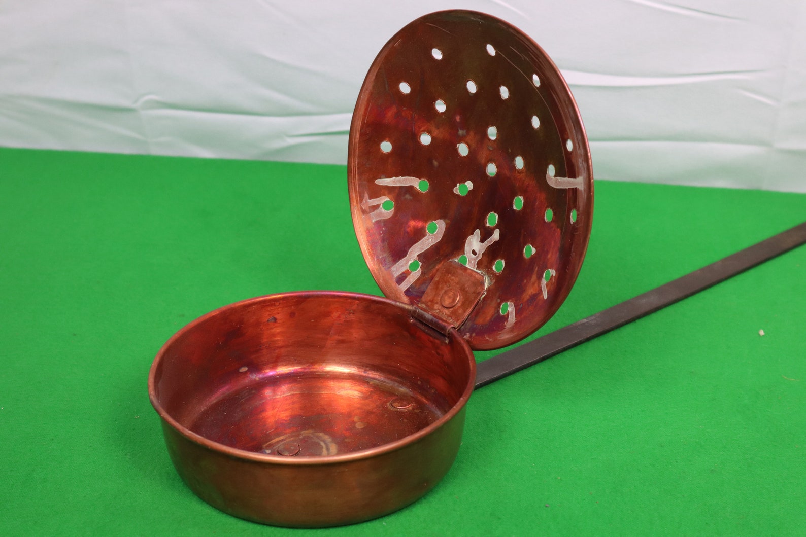 Copper Chestnut Roaster with Wrought Iron Handle Made in Etsy