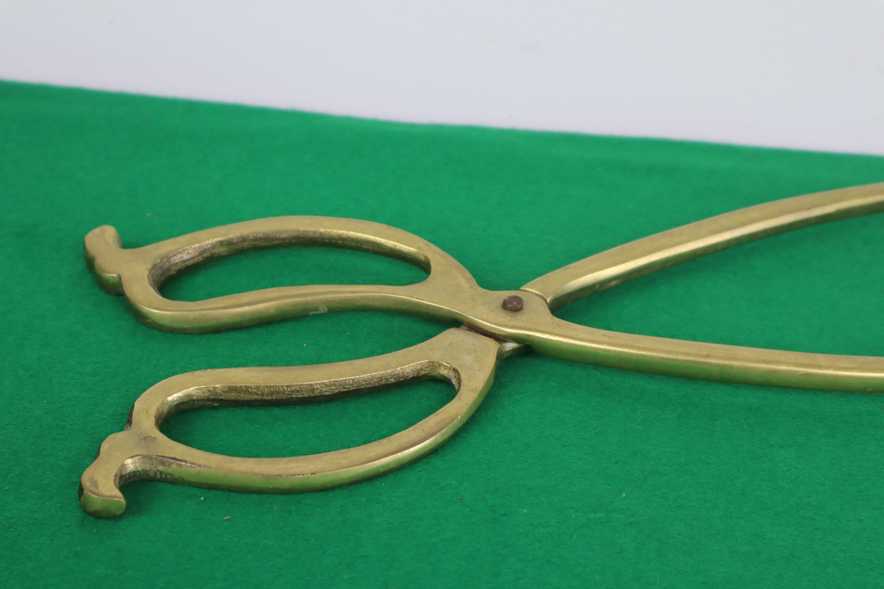 Very Large Solid Brass Fire Tongs 15 Long Brass Coal Etsy