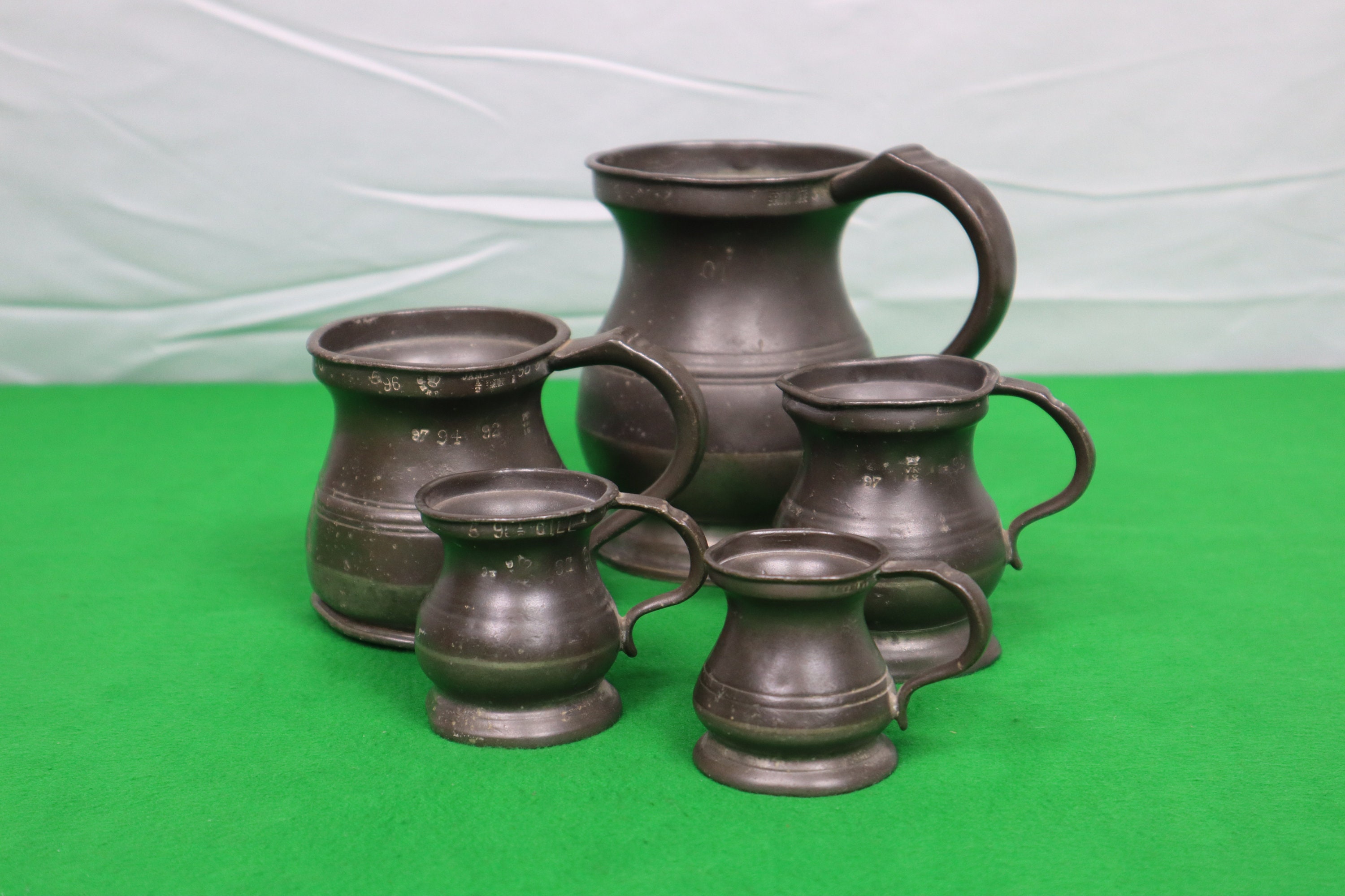 1800's English Pewter Measuring Cups by James Yates of Etsy