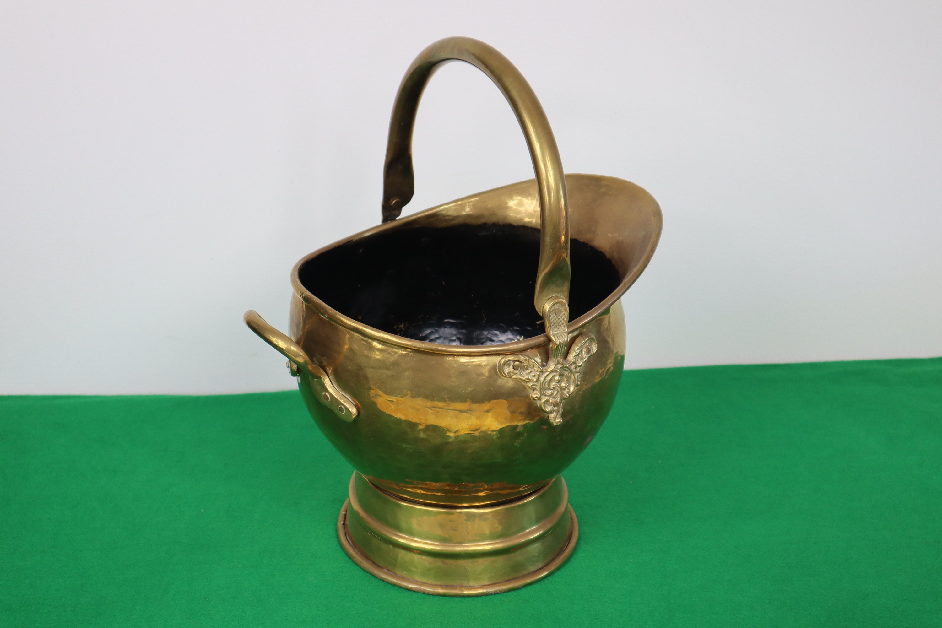 Large Vintage Brass Coal Scuttle Brass Coal Bucket with Etsy