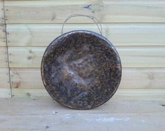 c1880 Large 14" Solid Bronze Tibetan / Burmese Style Gong - Temple Meditation Type Gong
