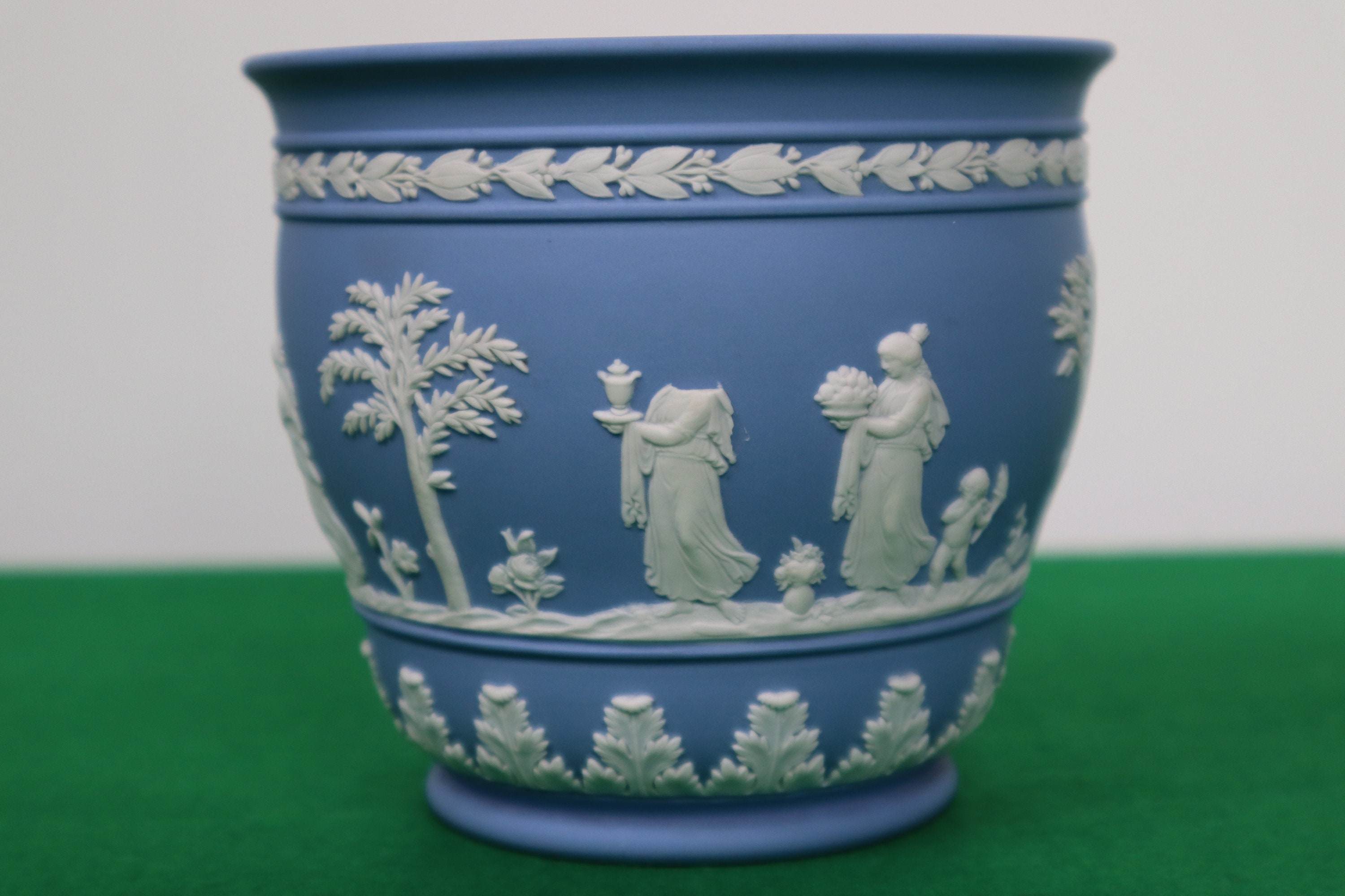 Wedgwood Blue Jasperware Planter Lion Head & Grapevine Etsy