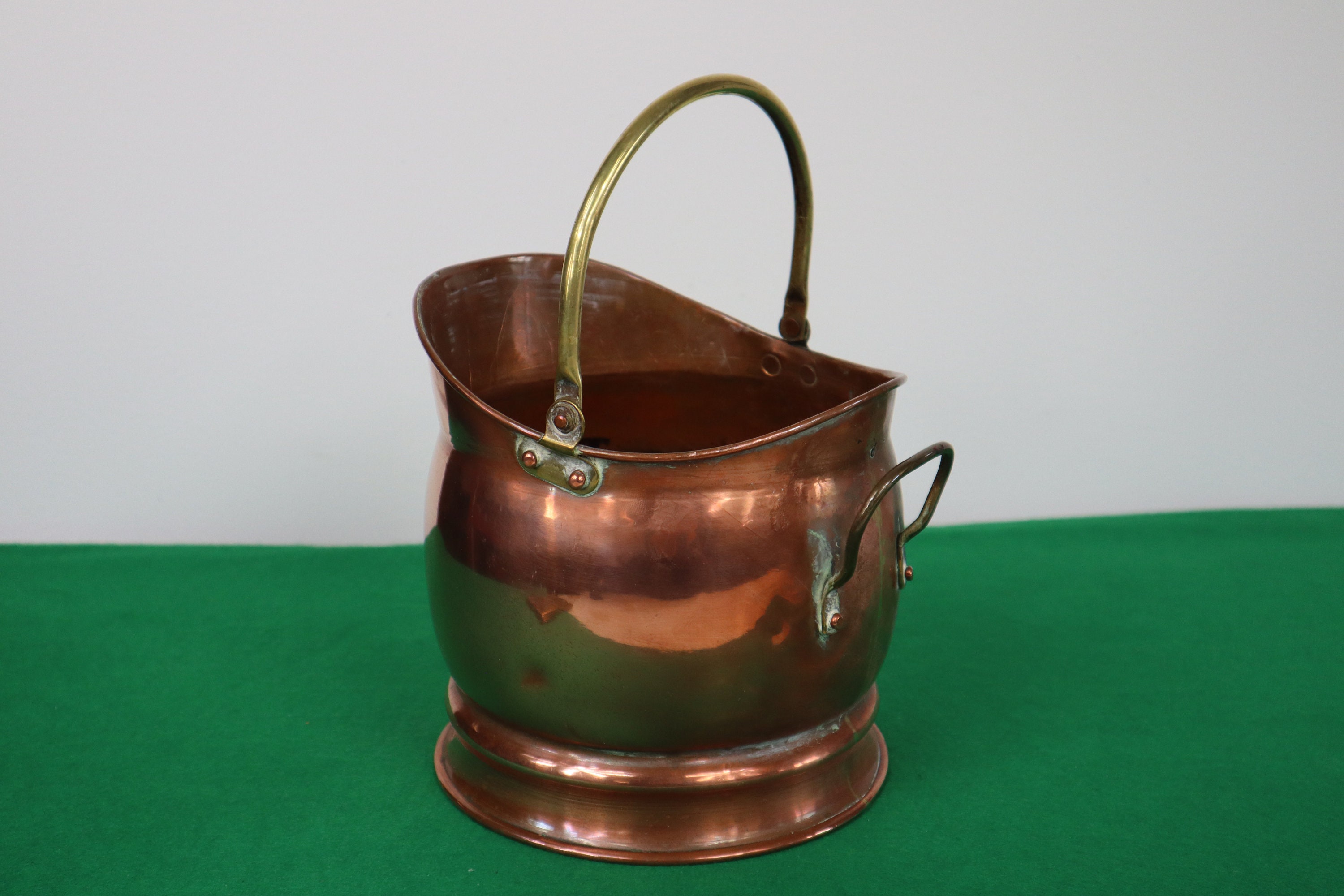 Vintage Copper Coal Scuttle with Brass Handle Made in Etsy