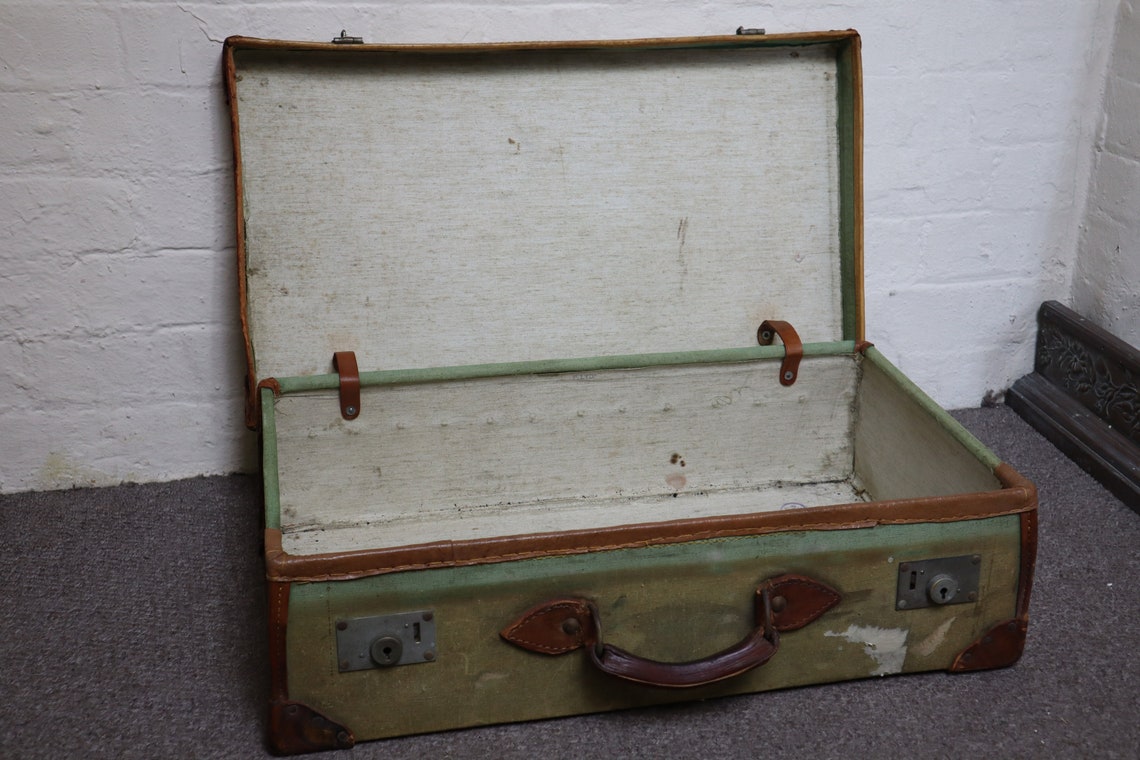 1940's WW2 Royal Navy Suitcase Large Leather and Canvas Etsy
