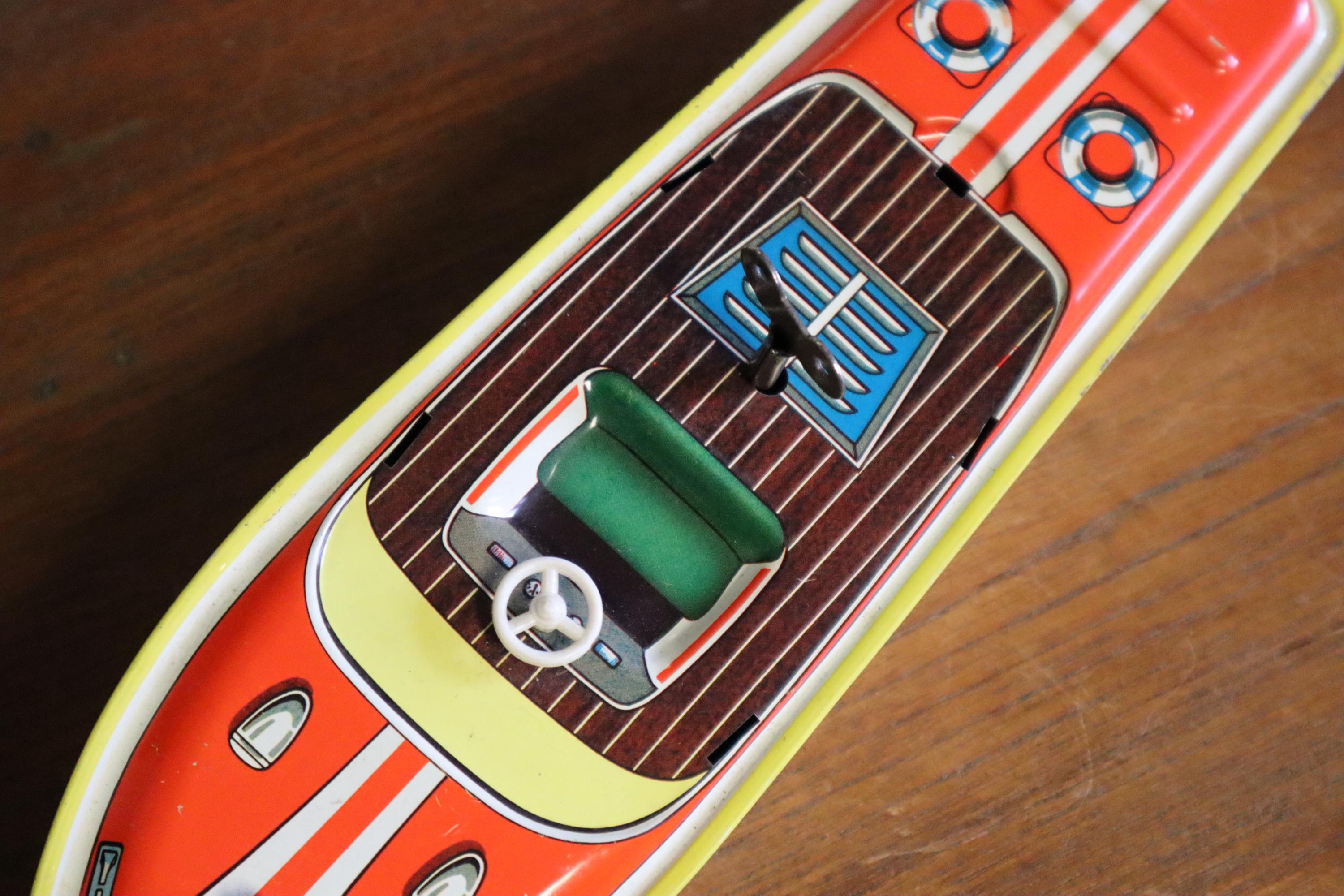 1940's TIPPCO German Tinplate Clockwork Speedboat - TCO Germany