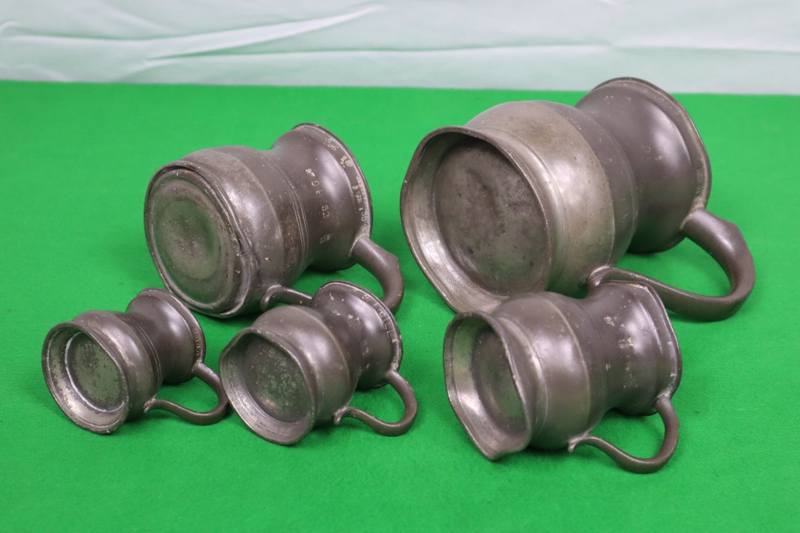 1800's English Pewter Measuring Cups by James Yates of Etsy