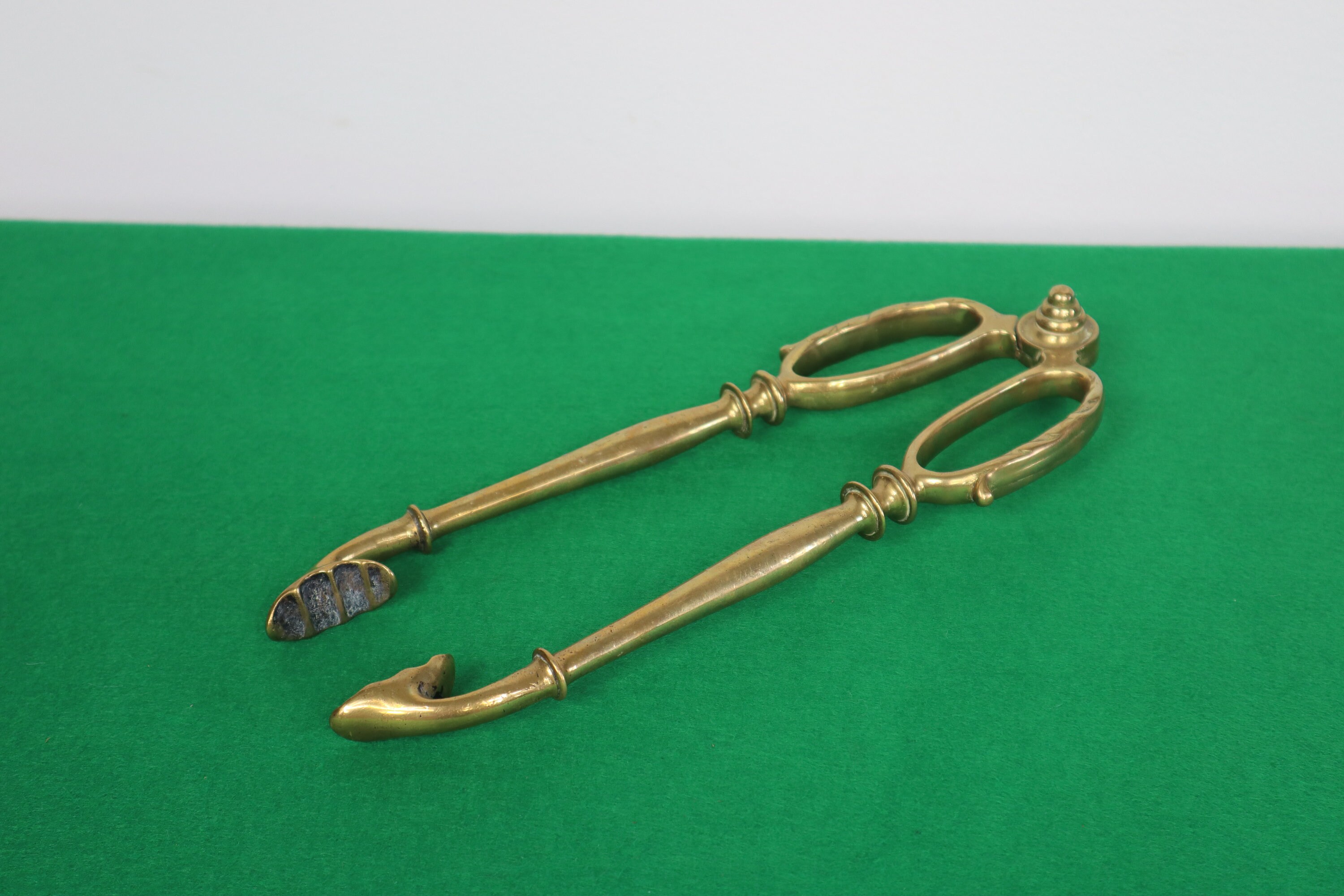Large Heavy Duty Brass Fire Tongs Vintage Brass Coal or Log Etsy