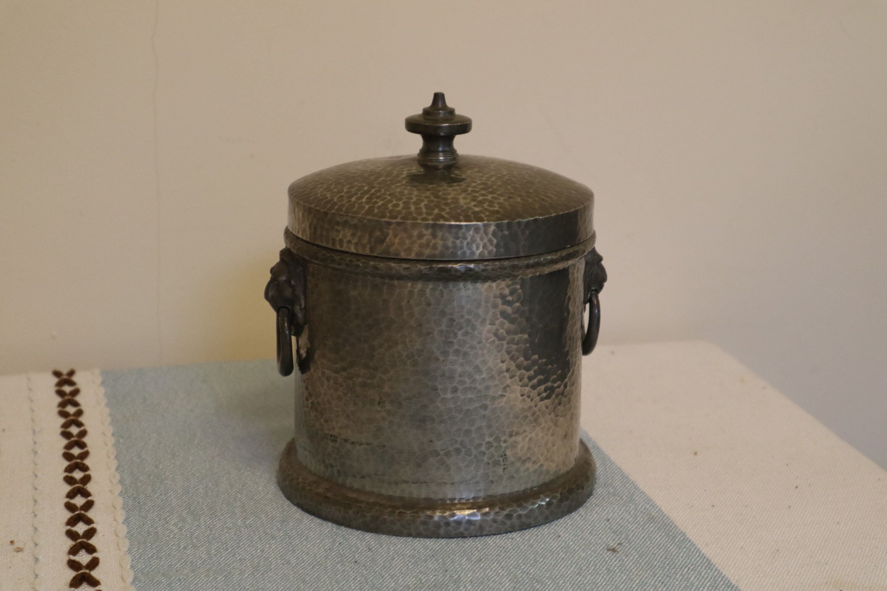 Pewter Arts & Crafts Style Tea Caddy with Lion Head Handles Etsy