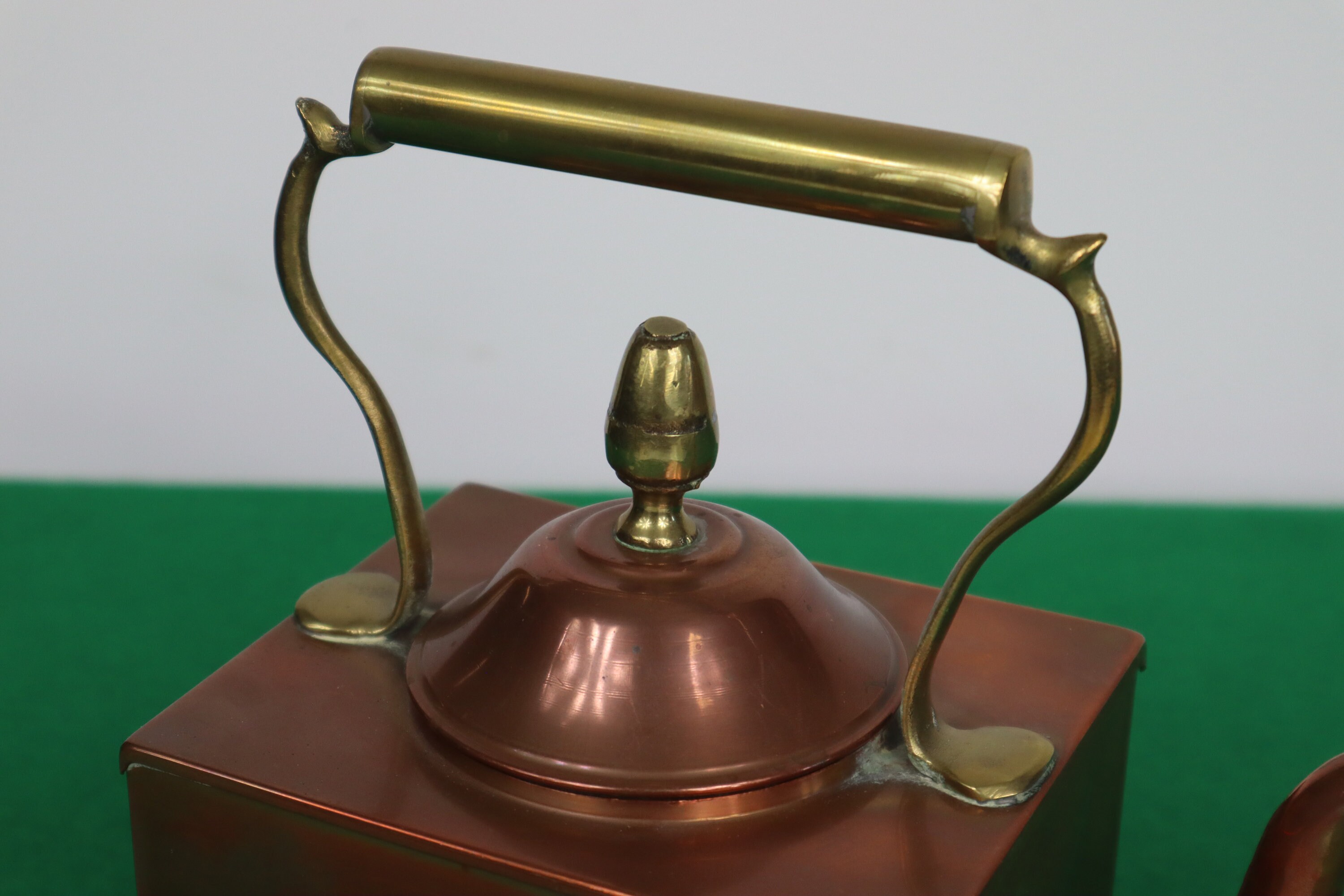 Vintage Square Copper Kettle with Brass Handle Made in Etsy