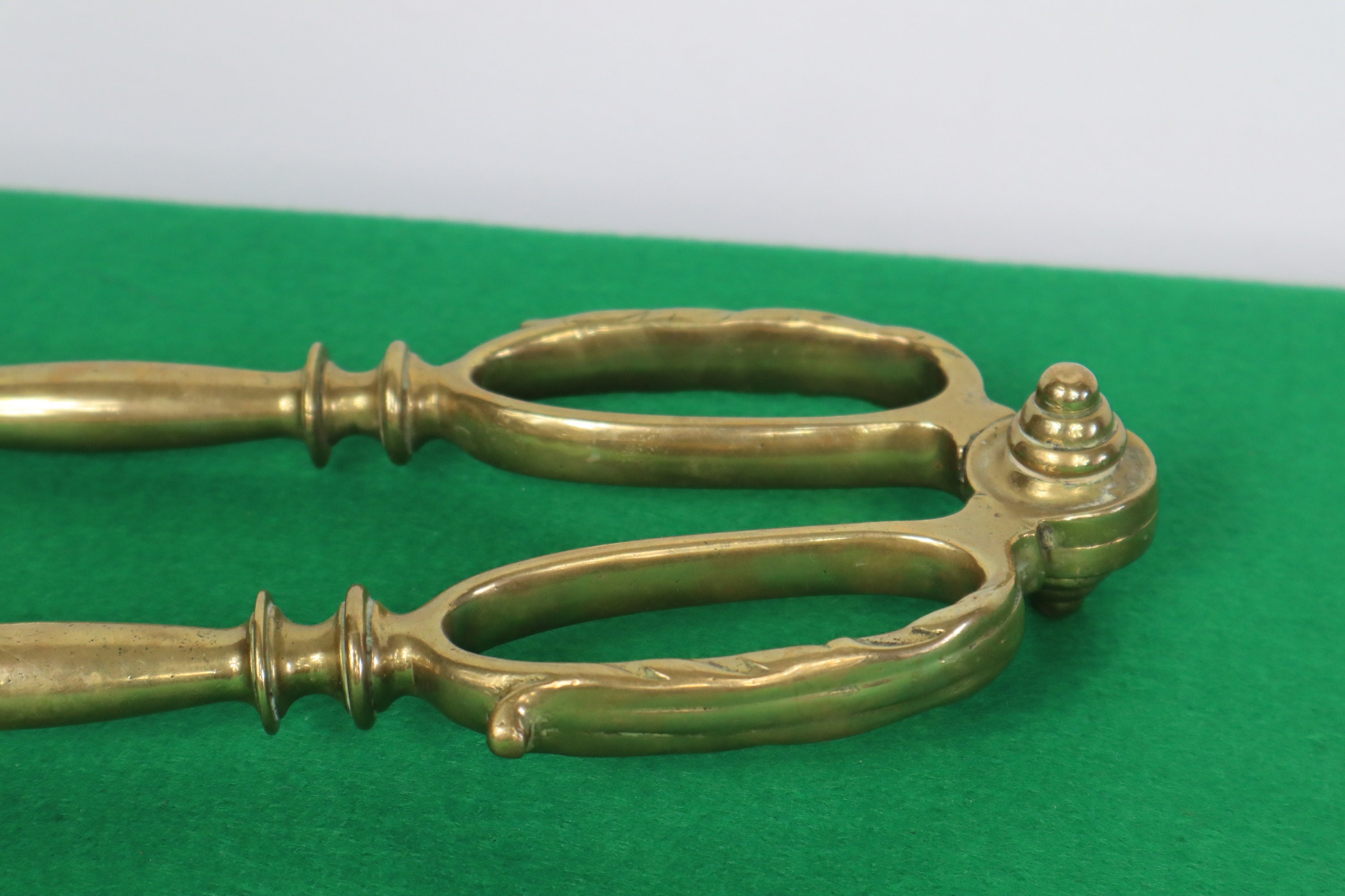 Large Heavy Duty Brass Fire Tongs Vintage Brass Coal or Log Etsy