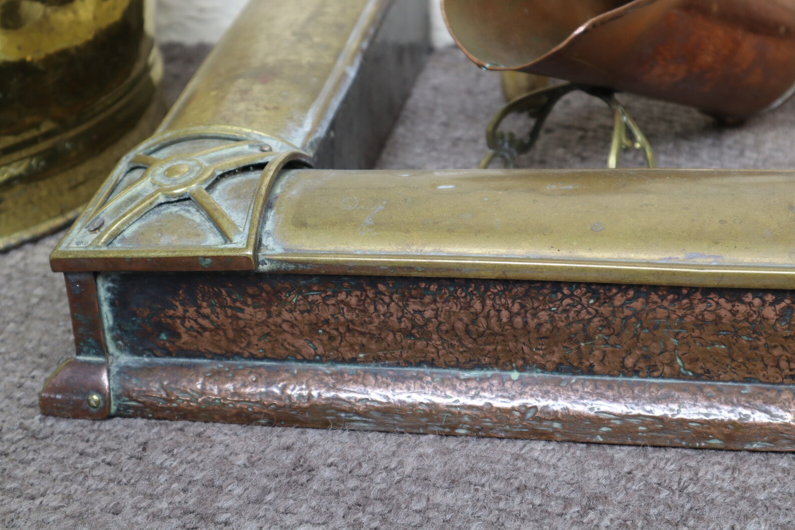 Antique Copper and Brass Fire Fender Arts & Crafts Fire Etsy