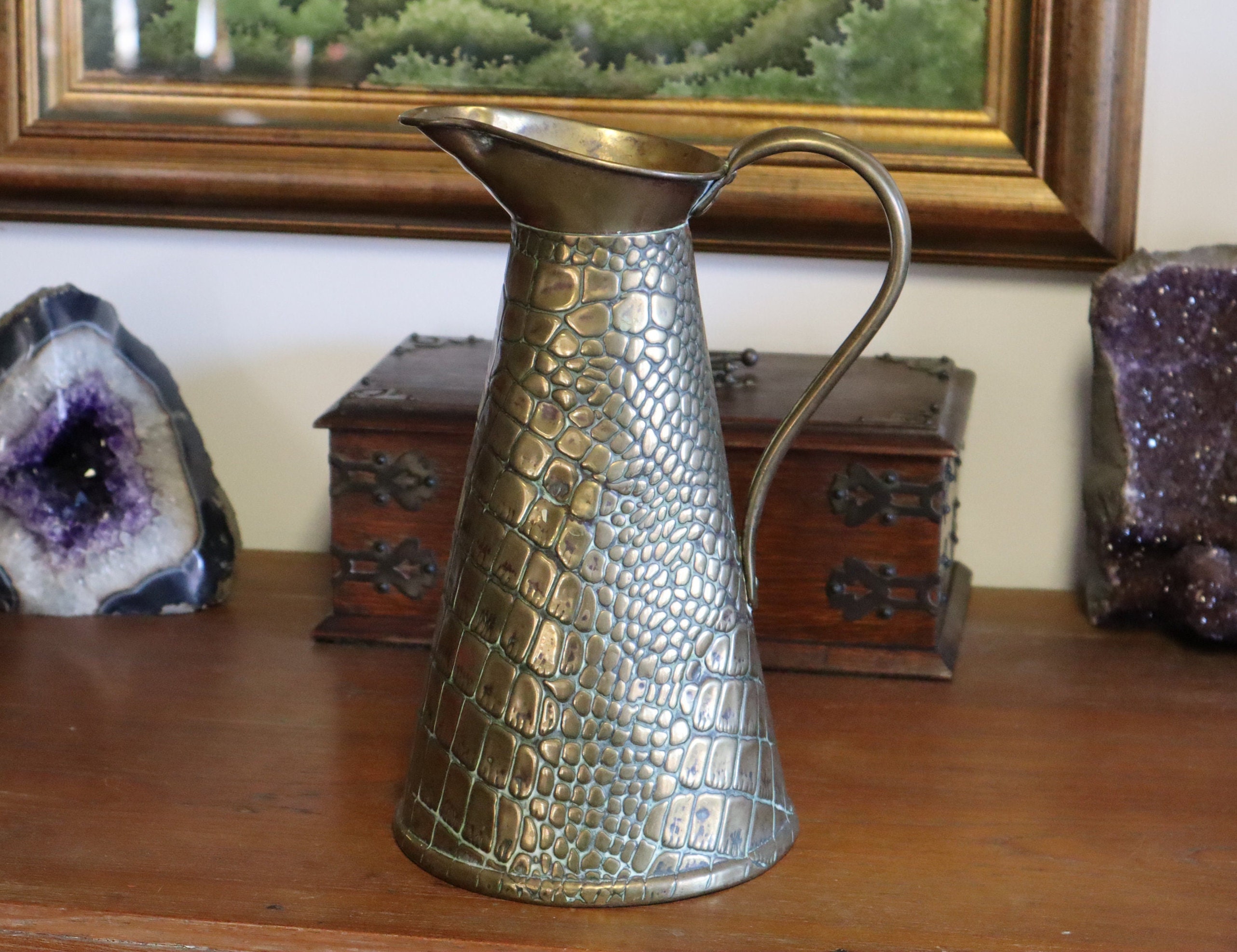 C1920's Joseph Sankey Brass Jug - Art Nouveau Brass Pitcher - Made