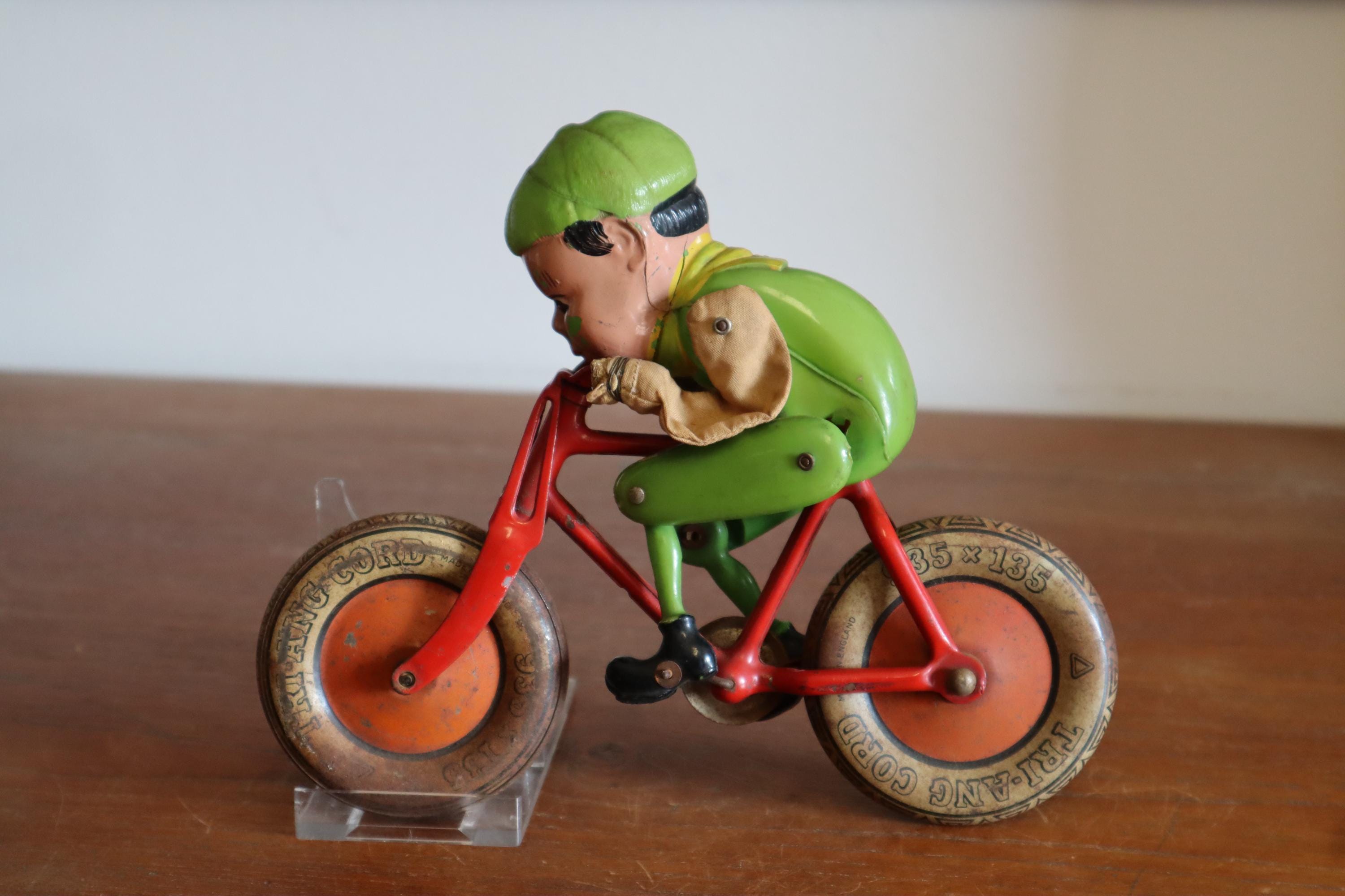 1930's Tri-ang Gyro Cycle Tinplate Toy Bicycle With Plastic Rider