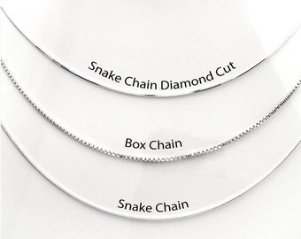 Made in Italy Thin 0.8mm Sterling Silver Nickel Free 8 Sided Snake link Chain