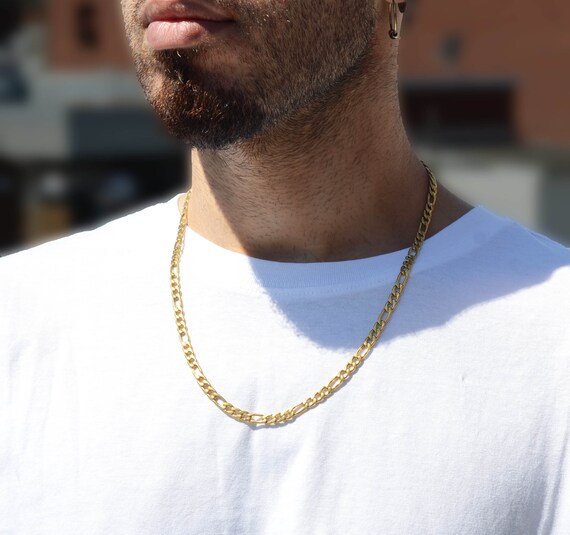 Gold Figaro Chain Necklace / Mens 