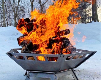 Collapsible Hexagon Fire Pit: Heavy Duty Outdoor Firepit