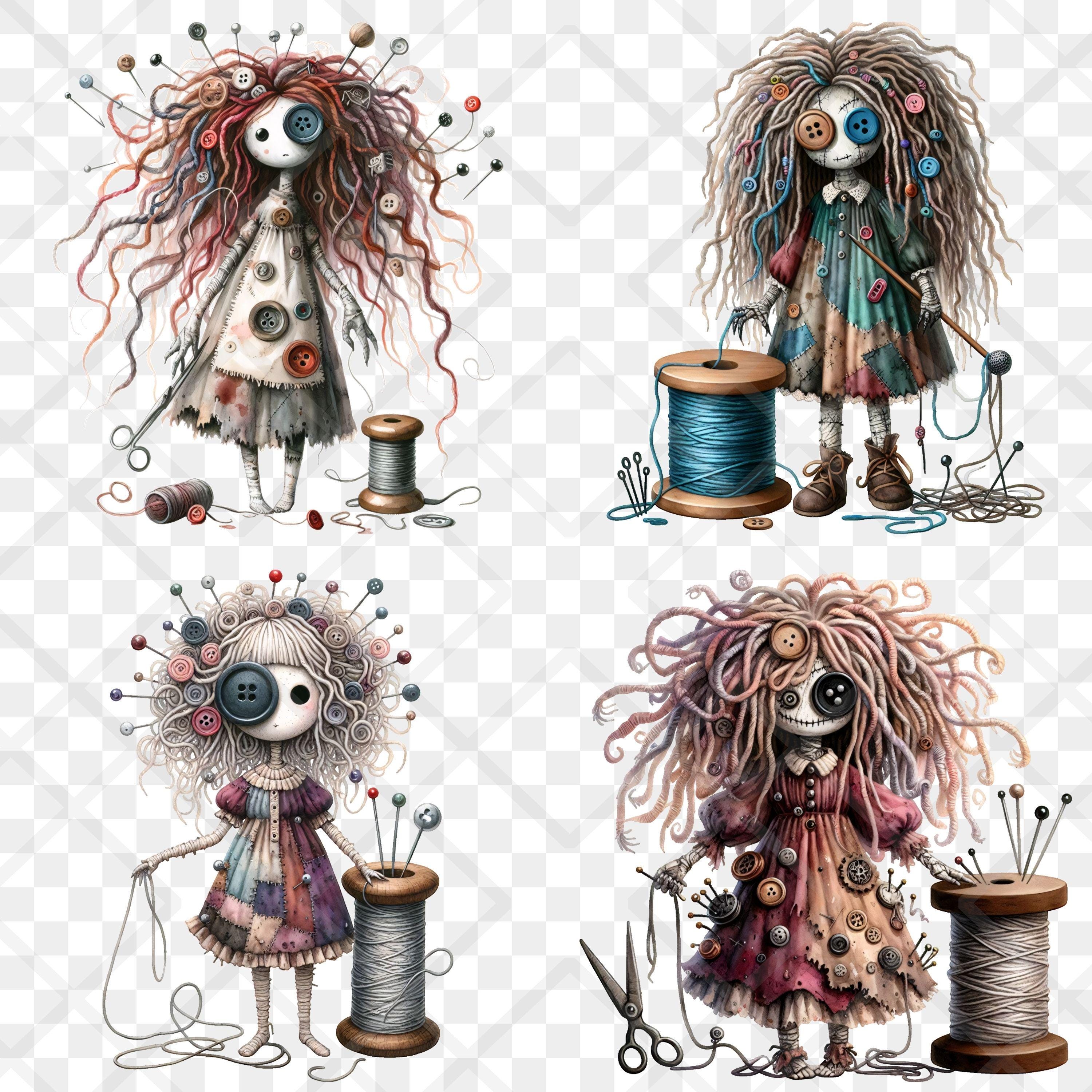 Spool Girl PNG Clipart Creepy Sewing Doll Clipart Thread and Button ...