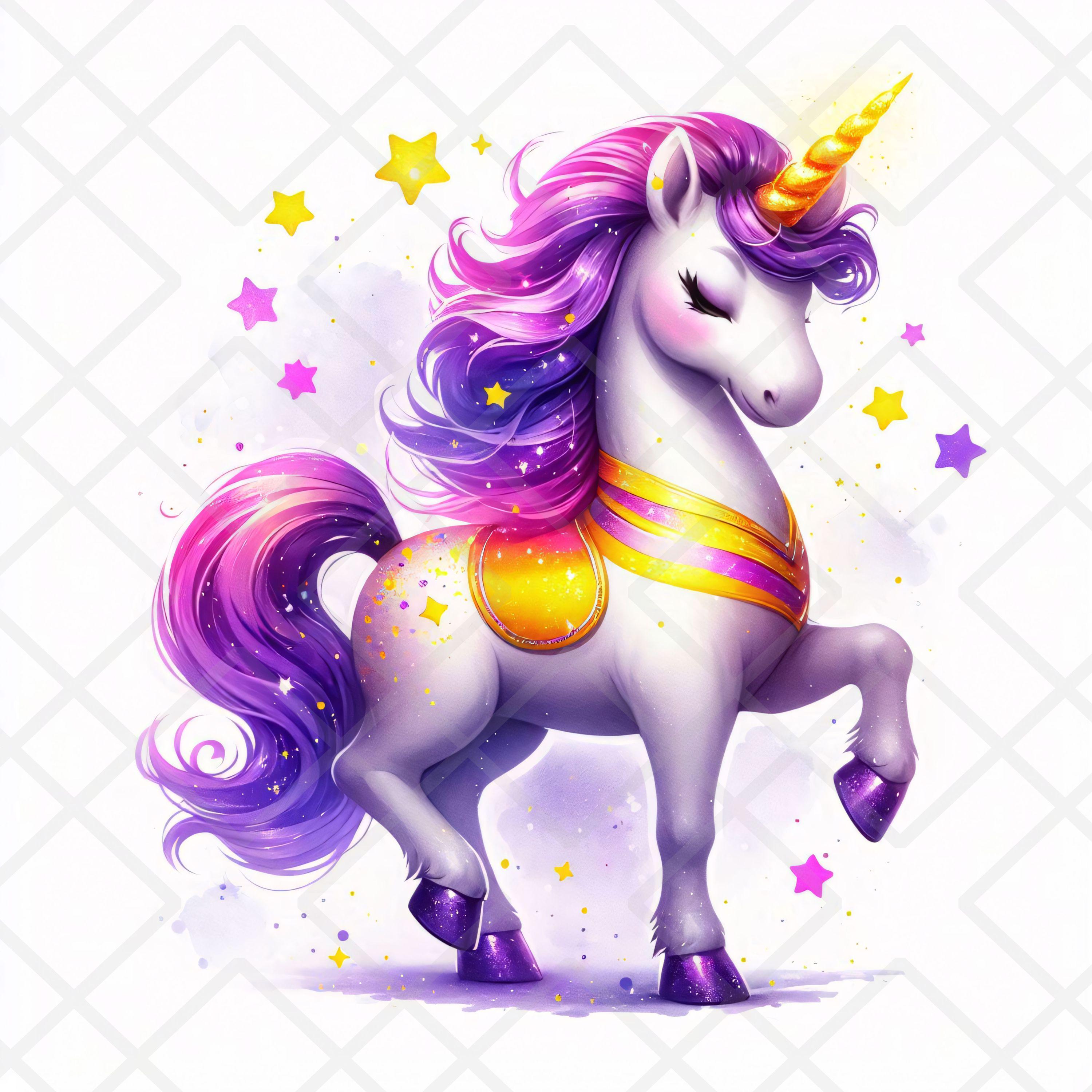 Cosmic Galaxy Unicorn Clipart, Purple Yellow Stars (JPG) - Etsy