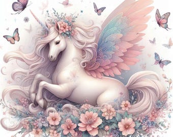 12 vlinder Pegasus clipart jpeg pastel gevleugelde eenhoorn fantasie paard aquarel digitale sticker jpg sublimatie ongewenste tijdschriften