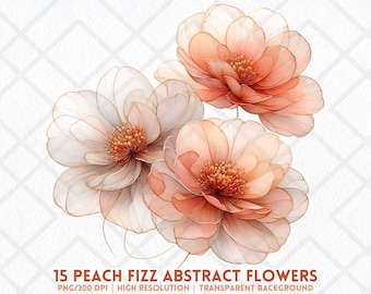 Clipart de flor de pêssego em aquarela | PNG floral coral (Download digital)