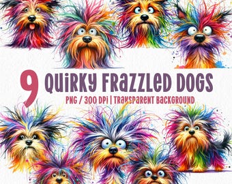 Acquerello di cani stravaganti e sfiniti PNG, Clipart di cani divertenti, Cani divertenti dei cartoni animati, Agende digitali, Download digitale, Adesivo digitale