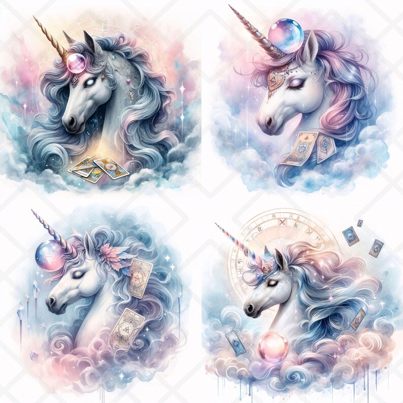 Halloween Unicorn JPG Clipart Oracle Unicorn Fortune Teller Tarot ...
