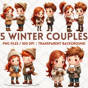 Coppia invernale PNG Clipart, Giornale Coppia di innamorati Clipart Adesivo digitale, Album di ritagli, Planner digitali Download digitale