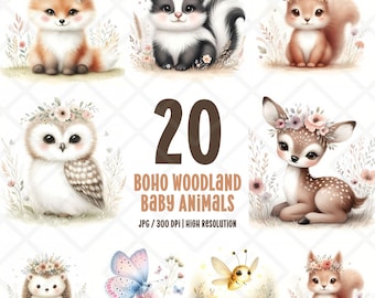 56 Png Soft Woodland Baby Clipart, Neutral Baby Shower PNG, Boho Forest ...