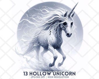 Halloween Eenhoorn Clipart JPG holle Eenhoorn griezelig spook paard eng skelet nachtmerrie Spooky geest digitale Sticker sublimatie dagboek