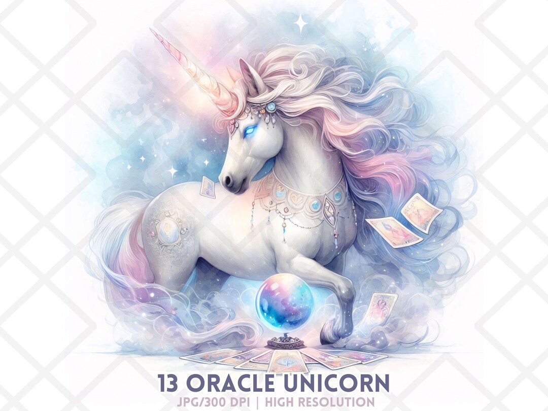 Halloween Unicorn JPG Clipart Oracle Unicorn Fortune Teller Tarot ...