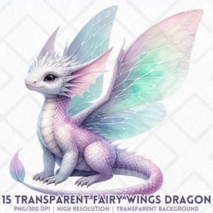 Ailes de fée Dragon Clipart PNG pastel bébé dragon ailes transparentes créature fantastique magique PNG sublimation autocollant numérique journaux indésirables