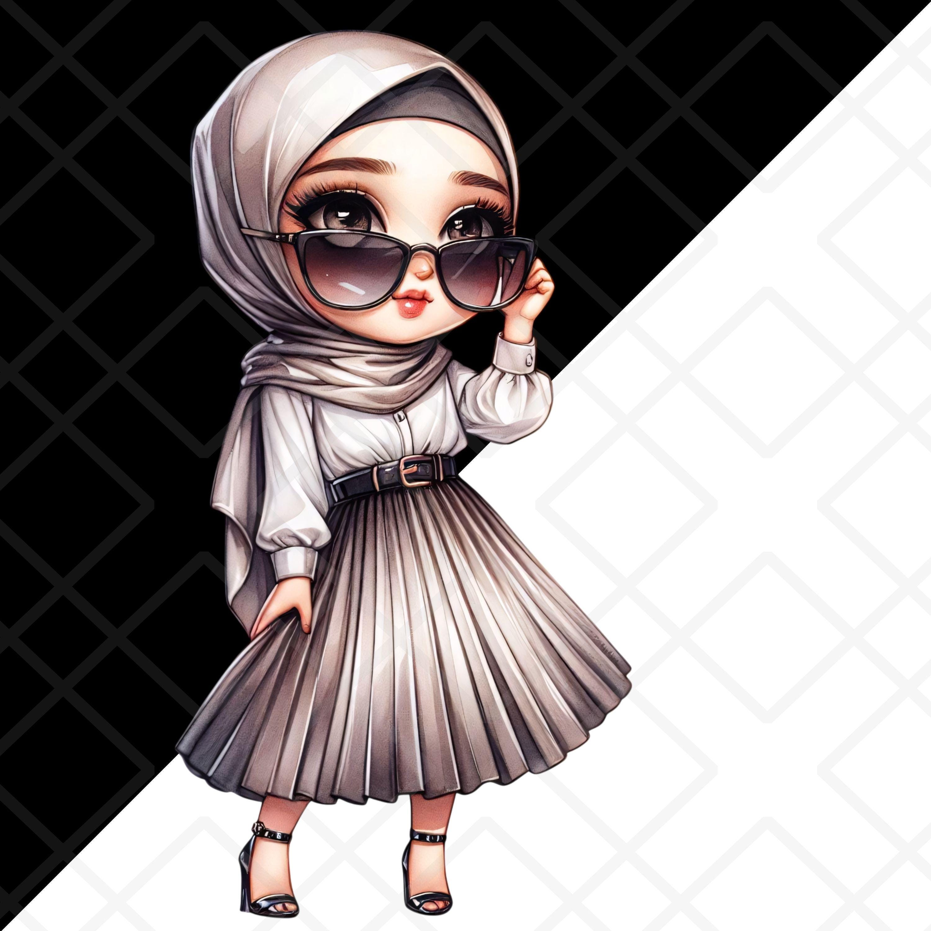 Modesty Sticker Islam Cute Hijabi Chibi Girl Clipart Modest Fashionista Muslim Islam Muslimah ...