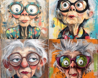21 Funny Crazy Eccentric Old Ladies JPG, Quirky Funny Grandma Clipart,  Funny Old People Digital Paper Craft Junk Journal Digital Download