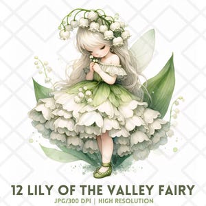 Lily of the Valley fée JPG, aquarelle fée Clipart JPG, lot de clipart fée mignon, baby shower de clipart fée, lunatique Fairycore Fae