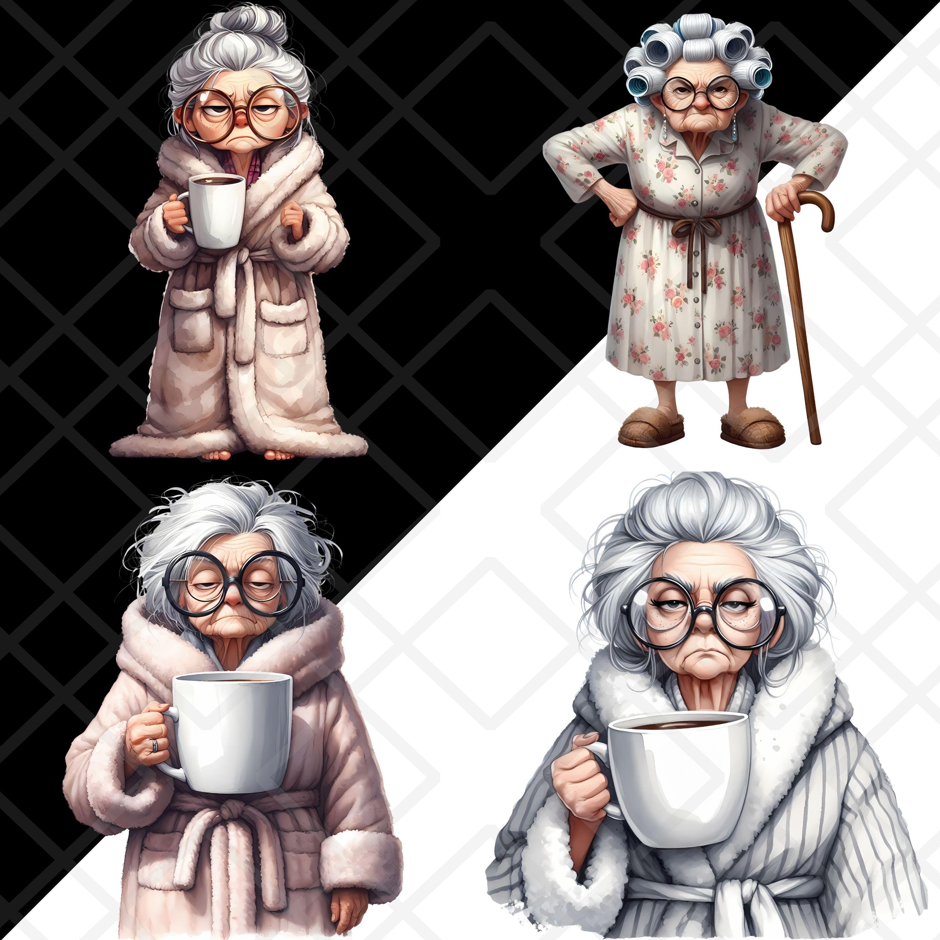 Grumpy Ladies Grumpy Old Ladies Clipart PNG, Watercolor Funny Sassy Senior Woman ...