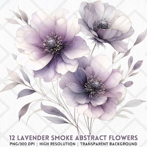 Lavender Flower Clipart PNG | Watercolor Purple Floral Bouquet Transparent Clip Art | High Quality Lilac Flowers Scrapbooking Card Making