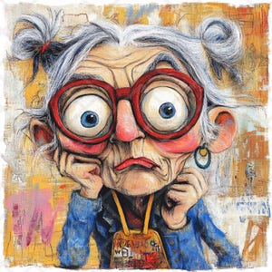 21 vecchie signore eccentriche e pazze divertenti in formato JPG, clipart di nonne stravaganti e divertenti, diario di carta digitale per lavoretti con persone anziane divertenti, download digitale