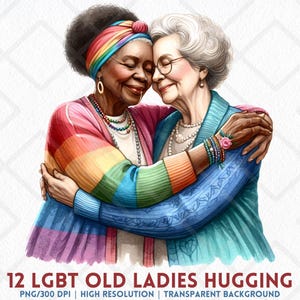 Lesben Paar PNG, Gay Pride Clipart, LGBTQ Aquarell Pride Month Clipart, Freundinnen Clipart, Regenbogen Pride Lesben Clipart Frauen Paar